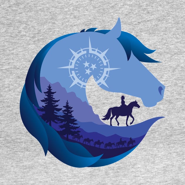 Horse Head Trail Riding Silhouette • Blue by FalconArt